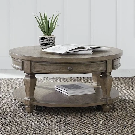 Relaxed Vintage Round Cocktail Table